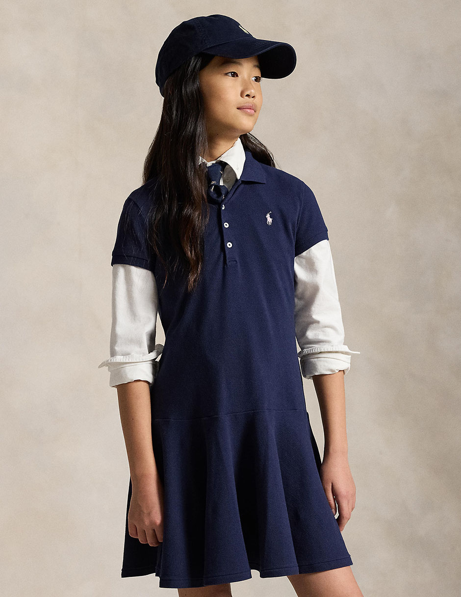 Vestido polo manga cap para niña 3