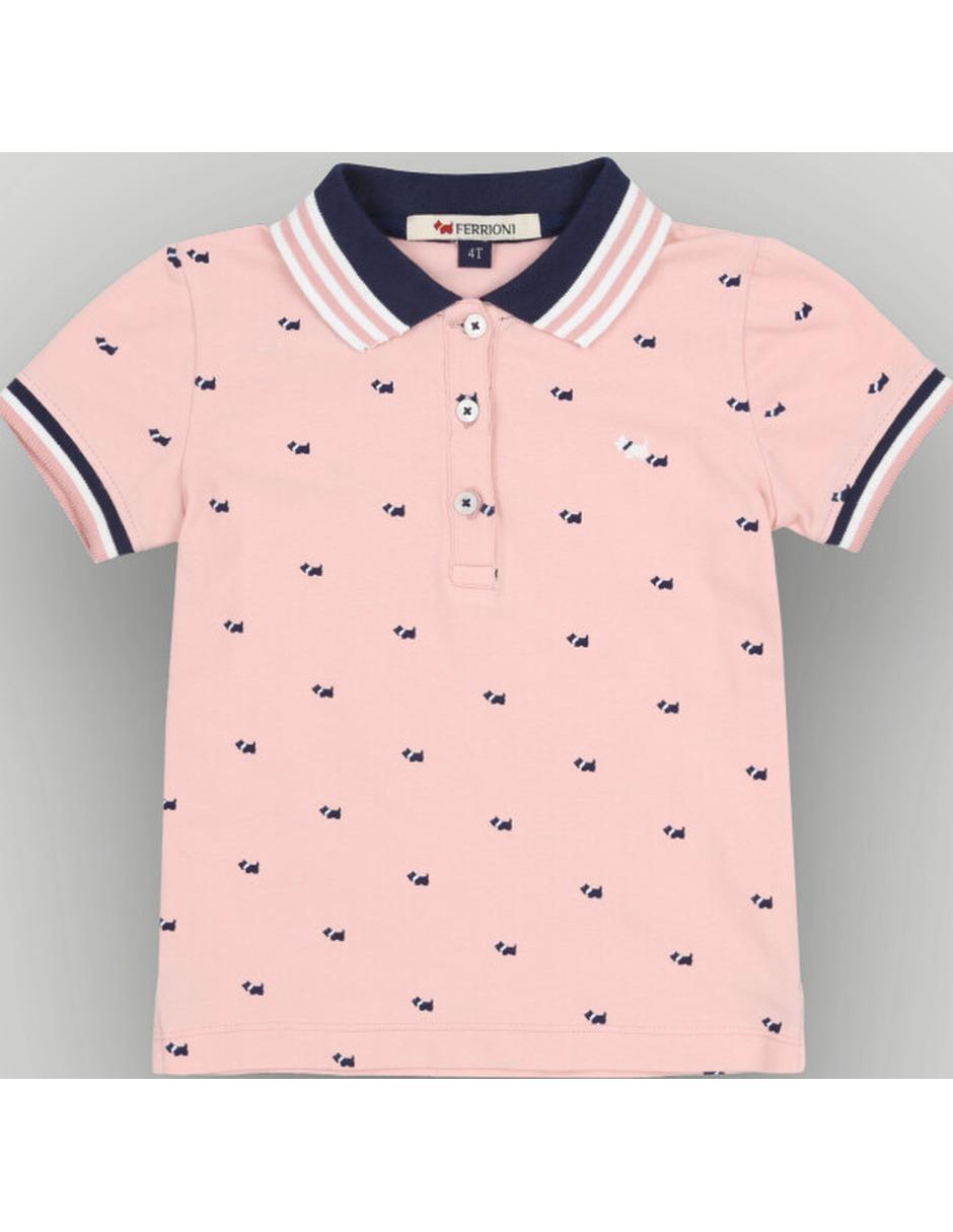 Playera tipo polo de algodón y poliéster para bebé niña Playera tipo polo de algodón y poliéster para bebé niña