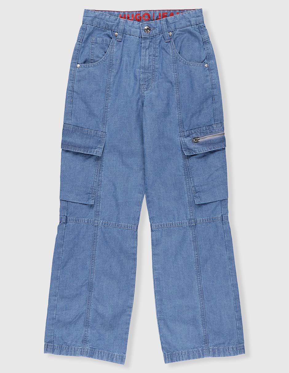 Jeans cargo straight Hugo lavado medio para niña