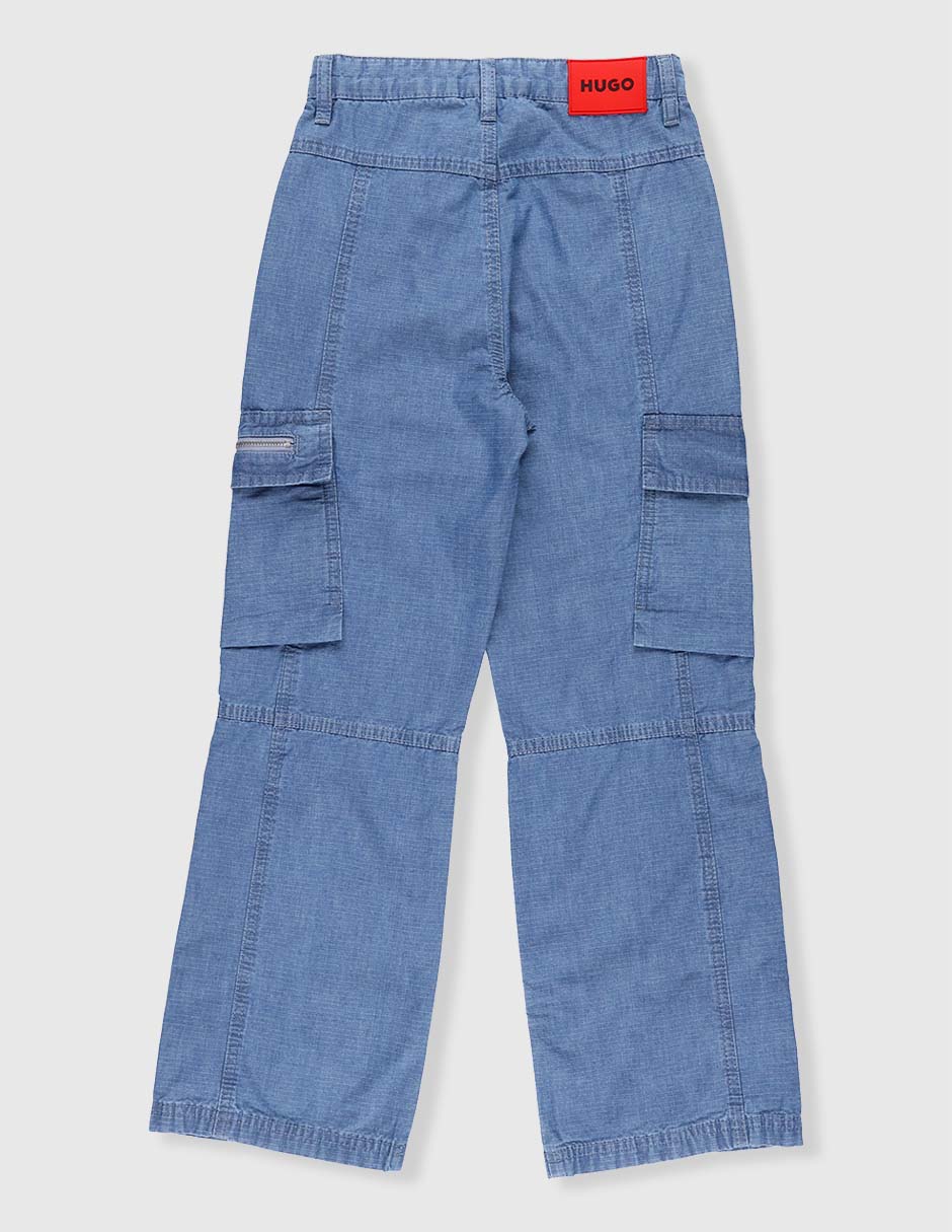 Jeans cargo straight Hugo lavado medio para niña