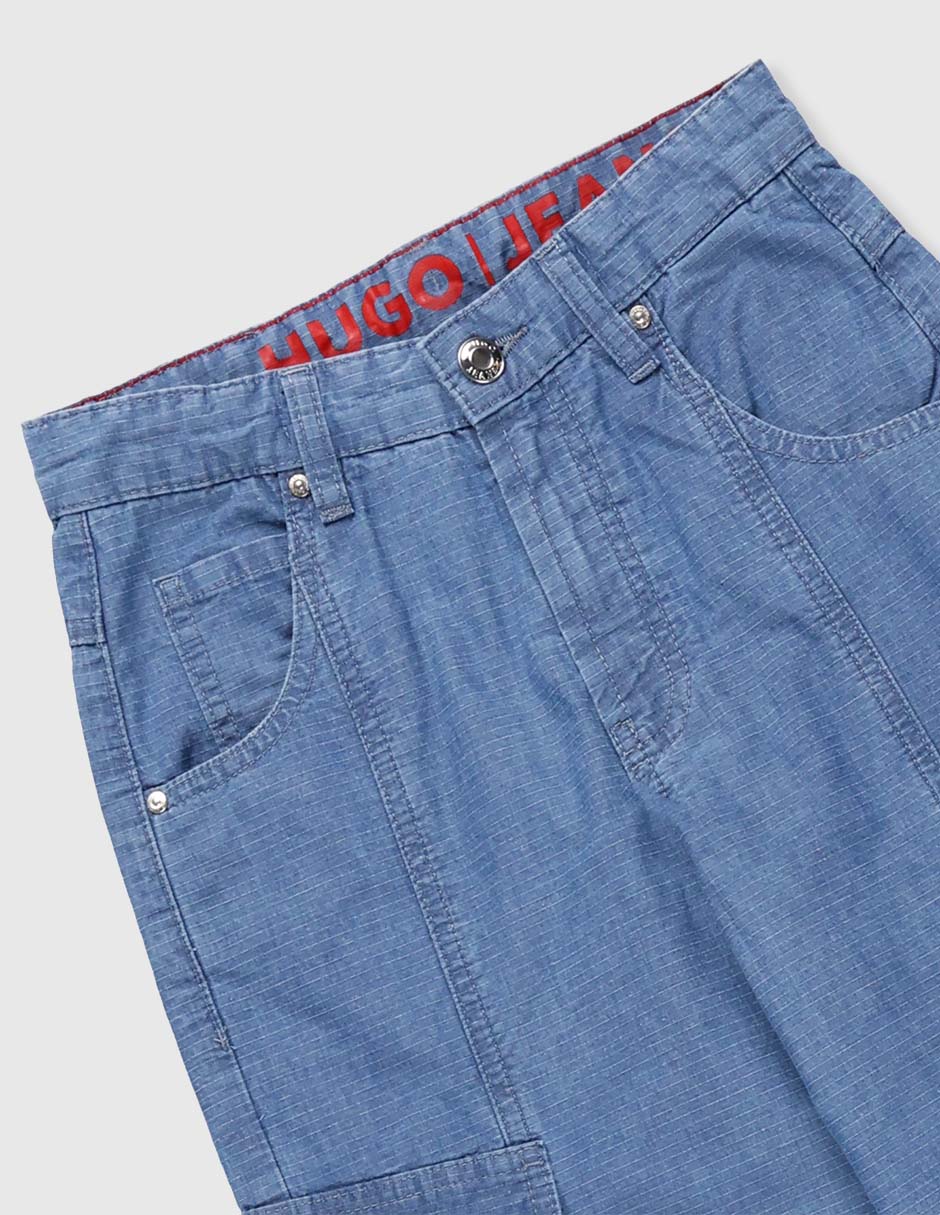 Jeans cargo straight Hugo lavado medio para niña