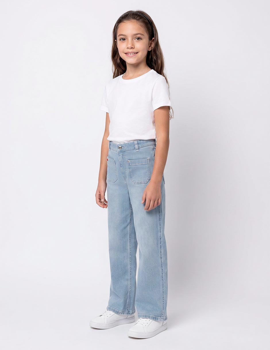 Jeans straight lavado medio para niña Jeans straight lavado medio para niña