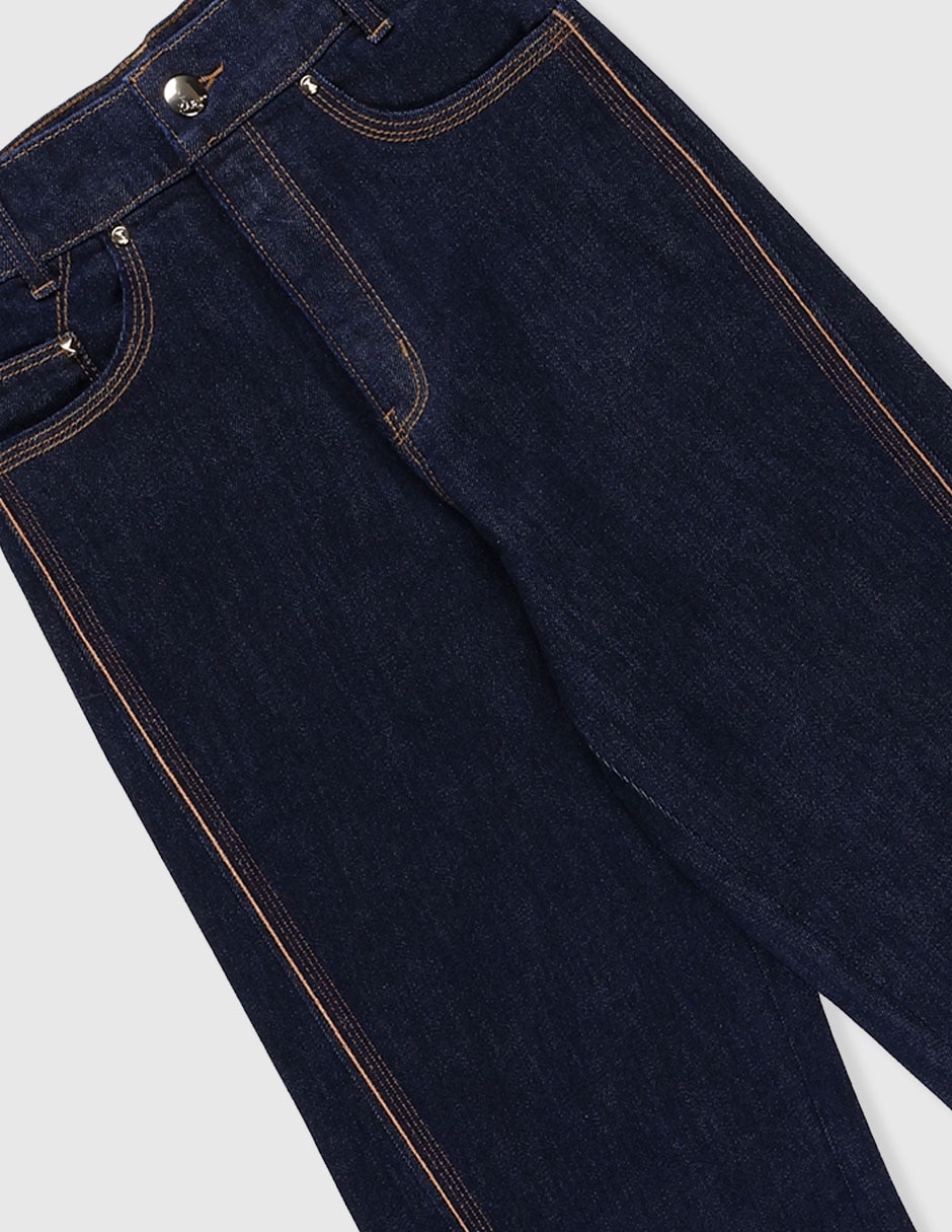Jeans amplio lavado obscuro para niña 3