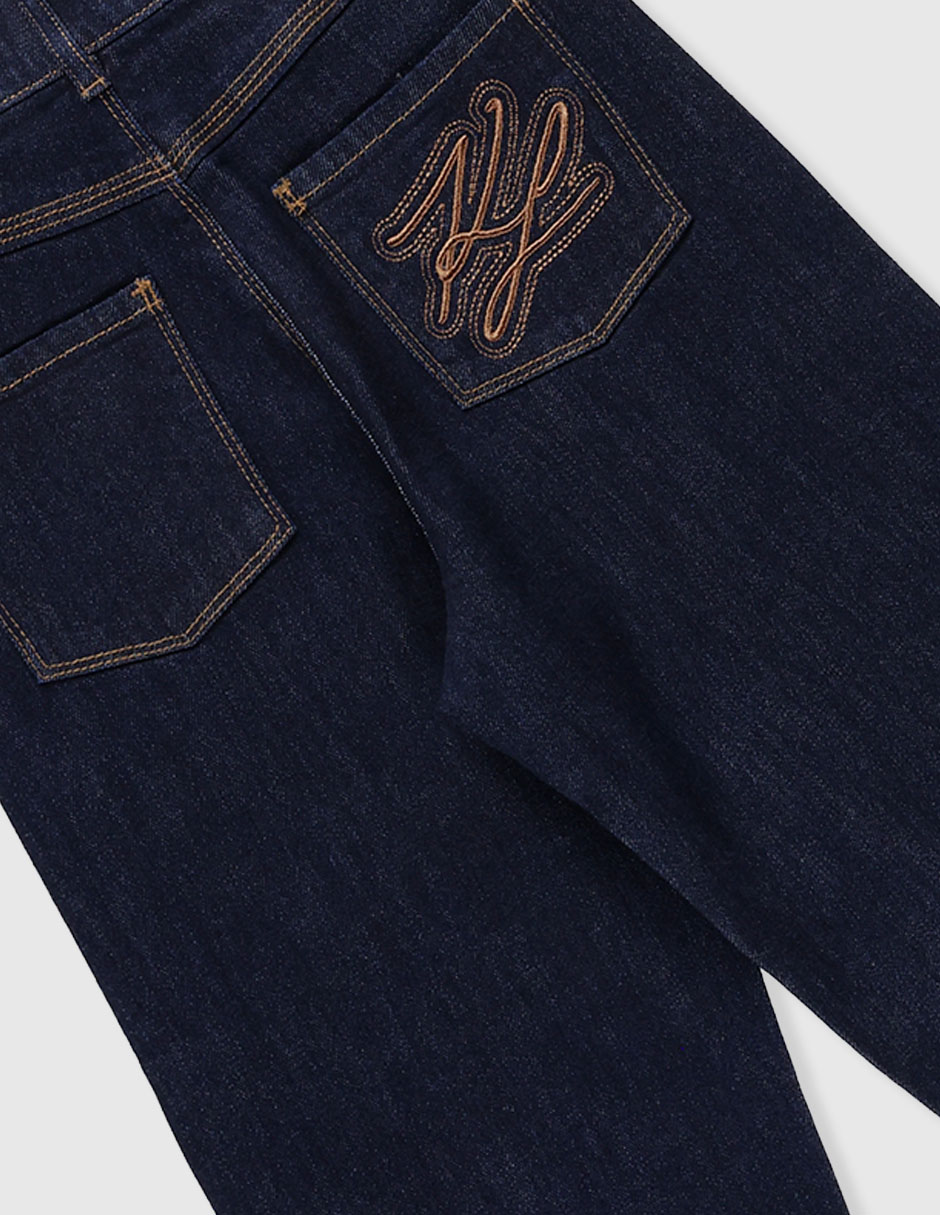 Jeans amplio lavado obscuro para niña 4