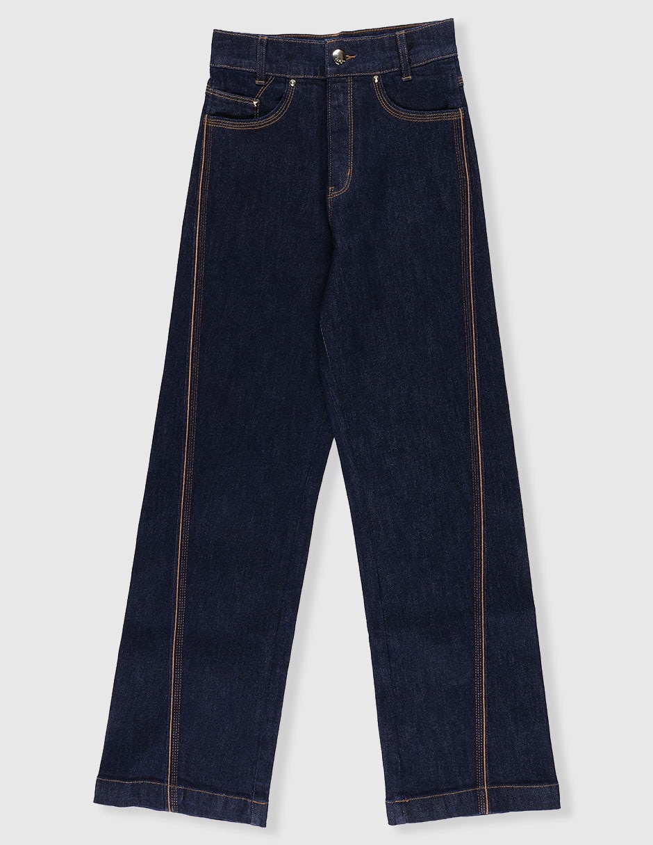Jeans amplio lavado obscuro para niña Jeans amplio lavado obscuro para niña