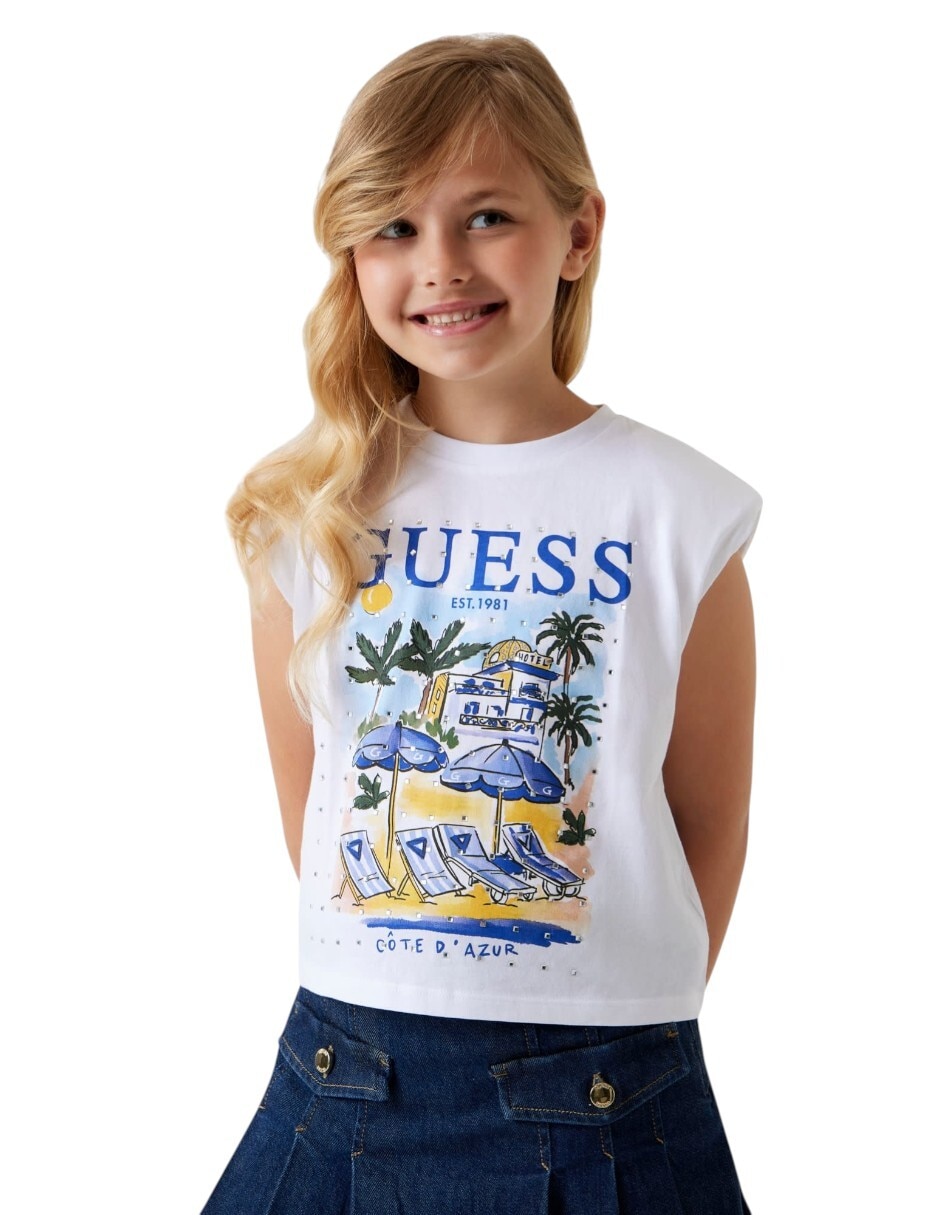 Playera Guess sin mangas para niña