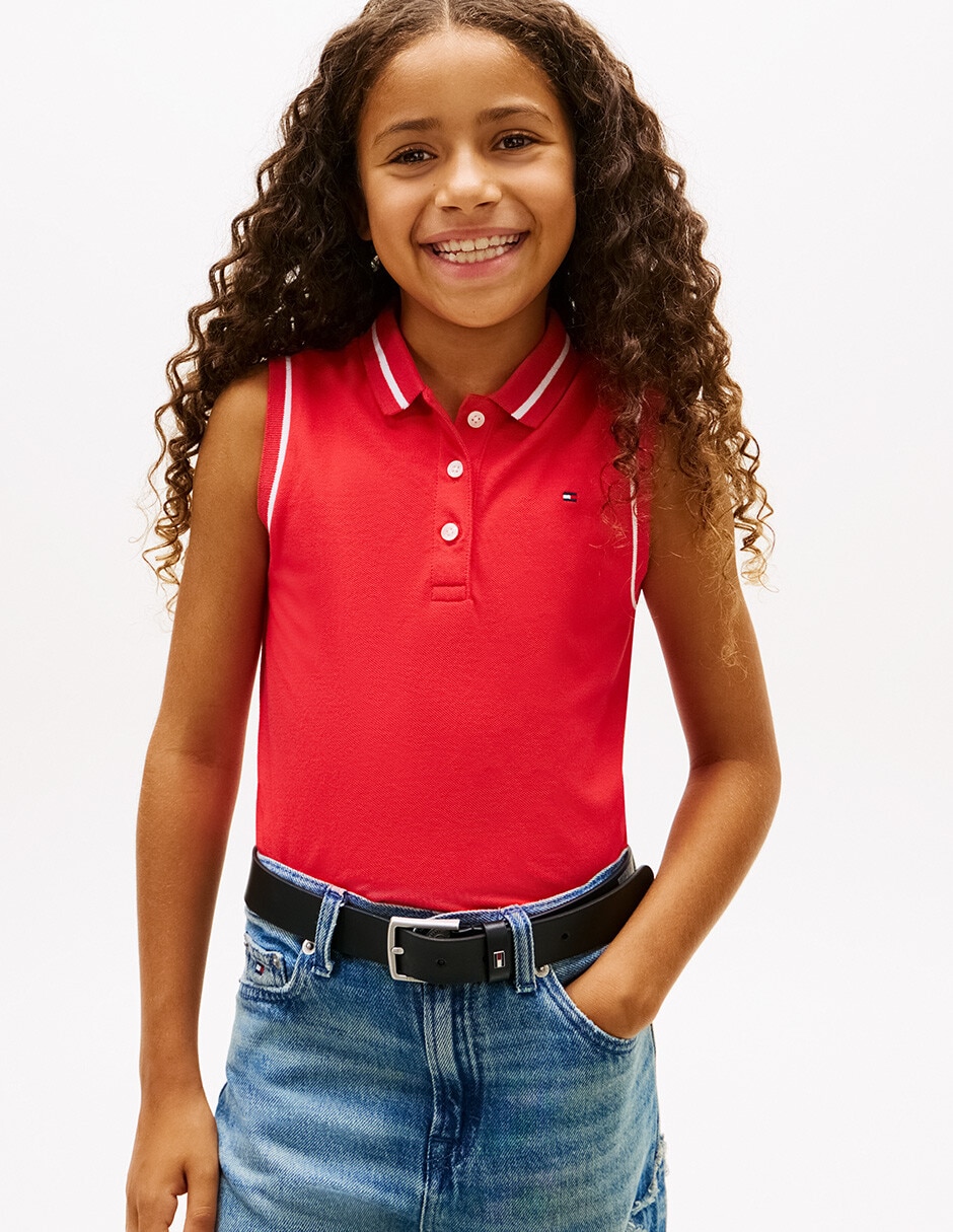 Playera tipo polo Hilfiger de algodón para niña Playera tipo polo Hilfiger de algodón para niña