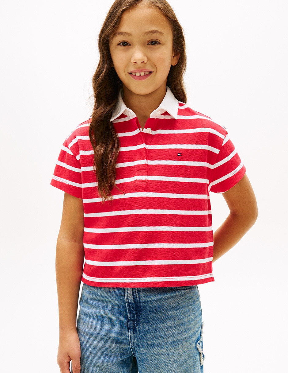 Playera tipo polo de algodón para niña Playera tipo polo de algodón para niña