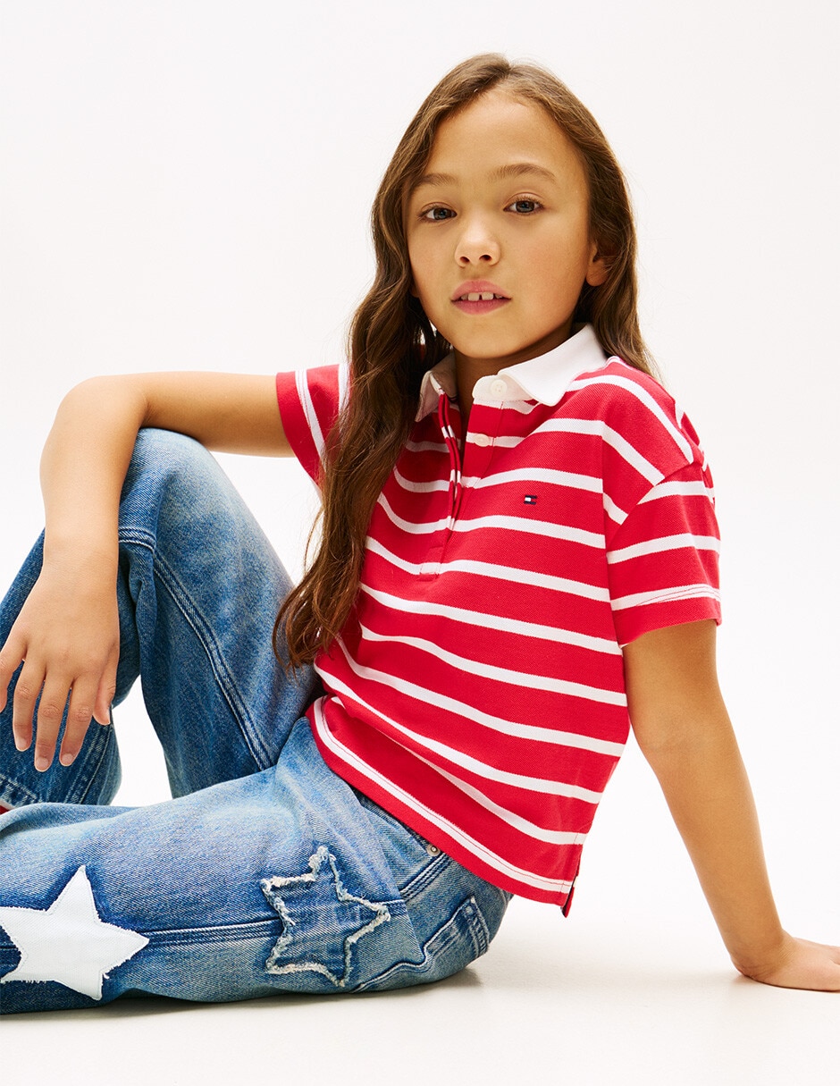 Playera tipo polo de algodón para niña 3