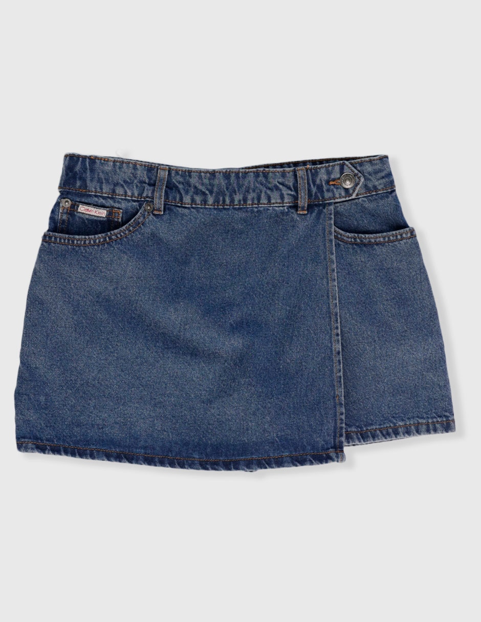 Falda calvin klein falda corta ck denim de algodón infantil niña