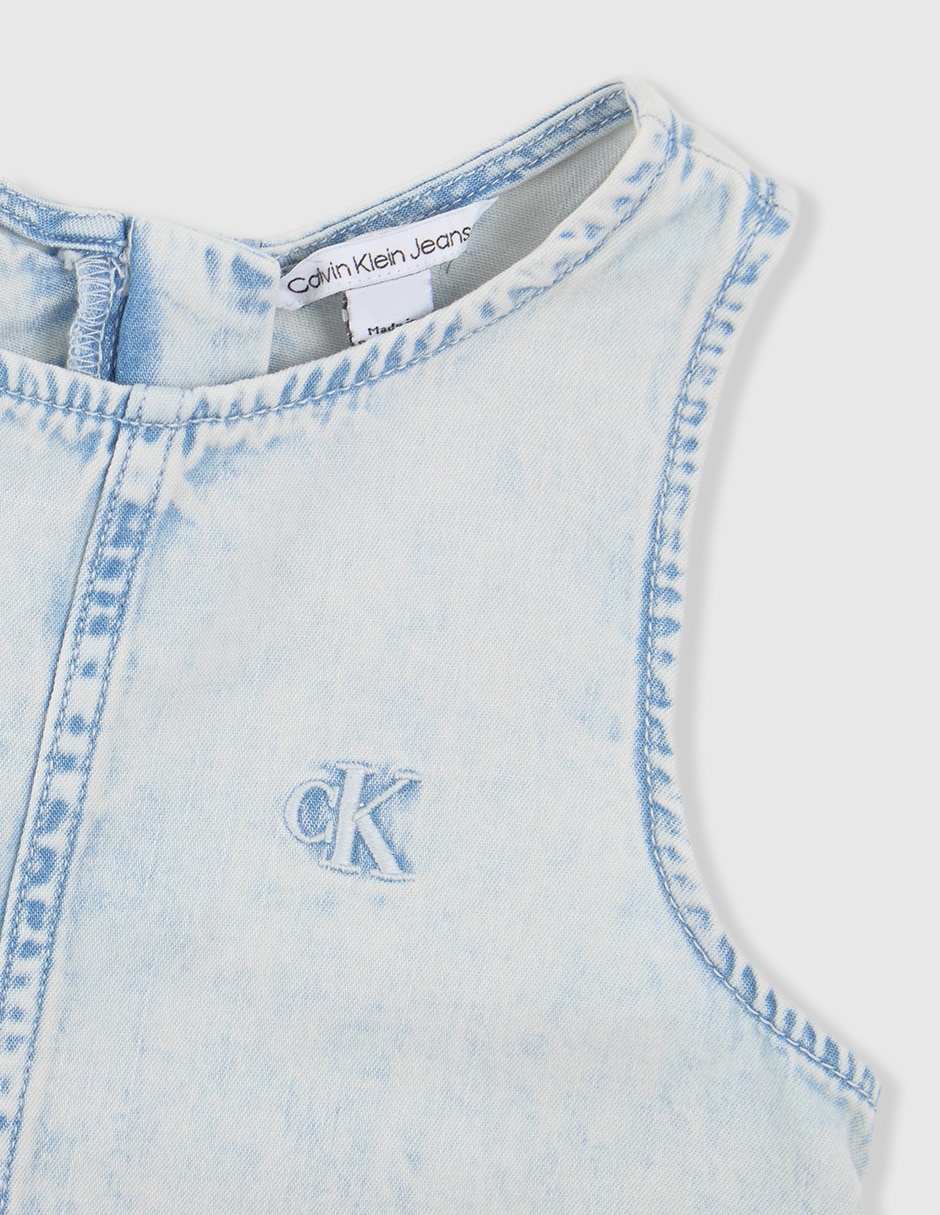 Vestido calvin klein vestido denim azul ck infantil niña