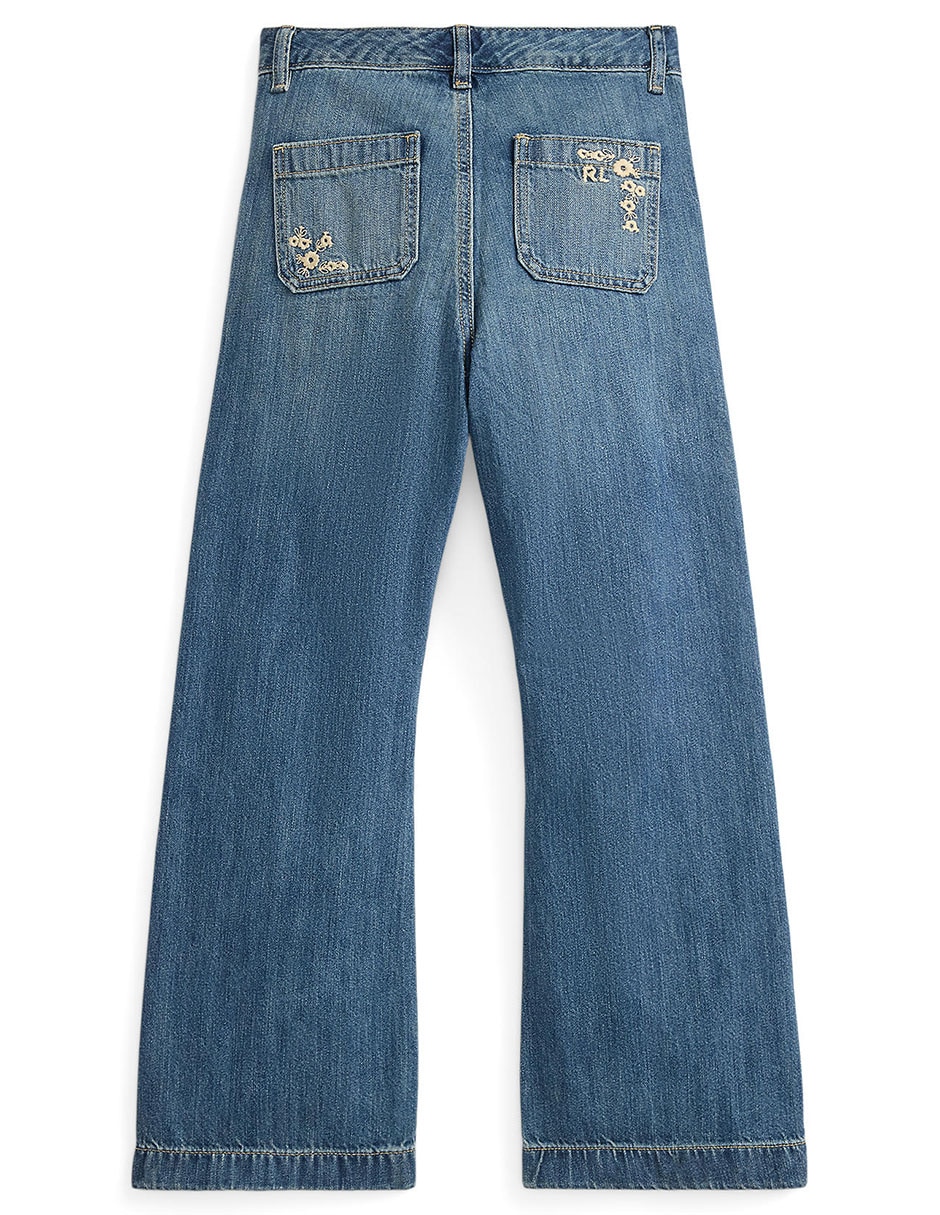 Jeans straight deslavado para niña