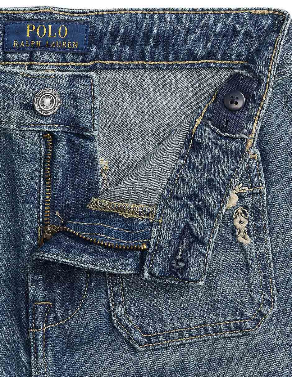 Jeans straight deslavado para niña