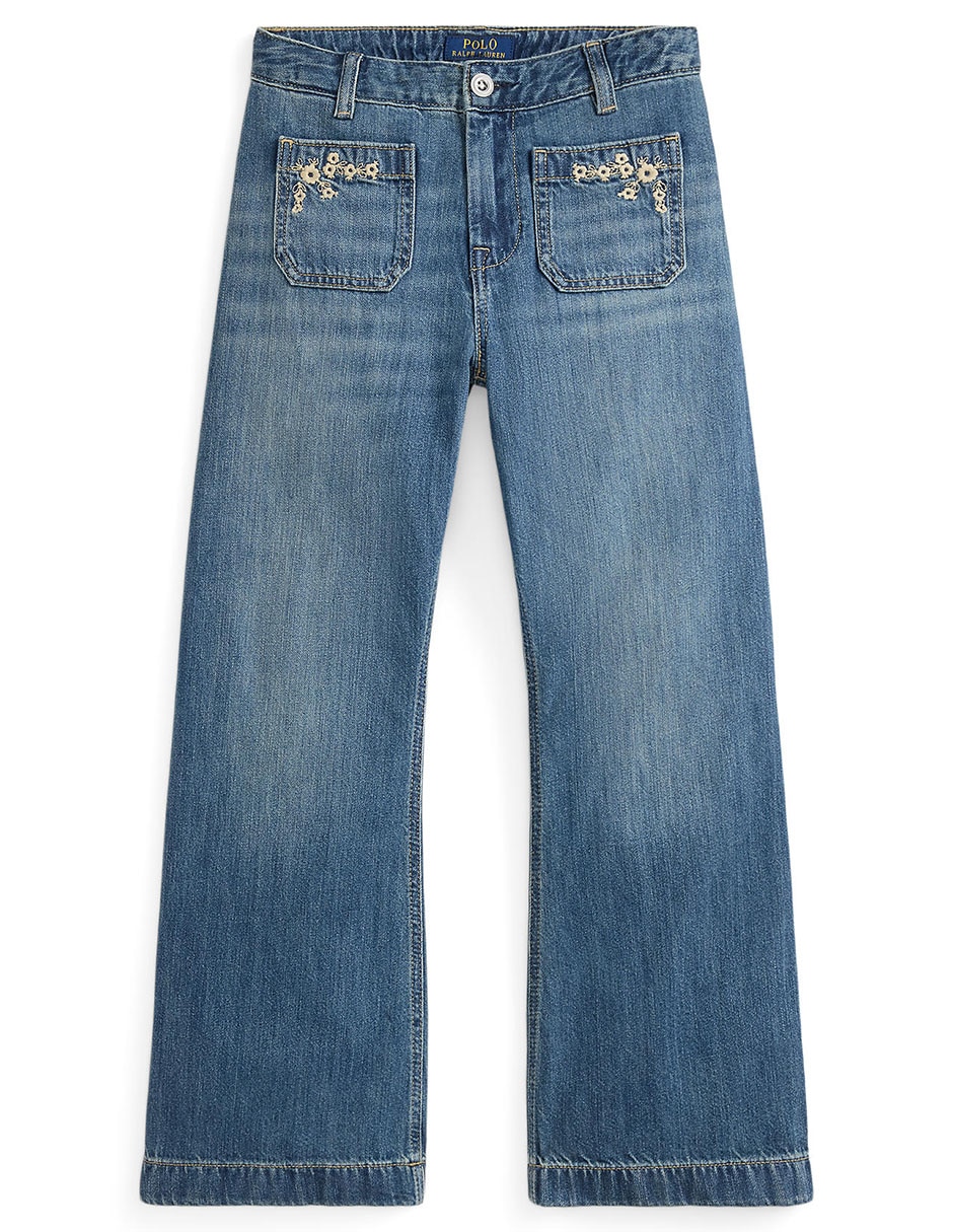 Jeans straight deslavado para niña Jeans straight deslavado para niña