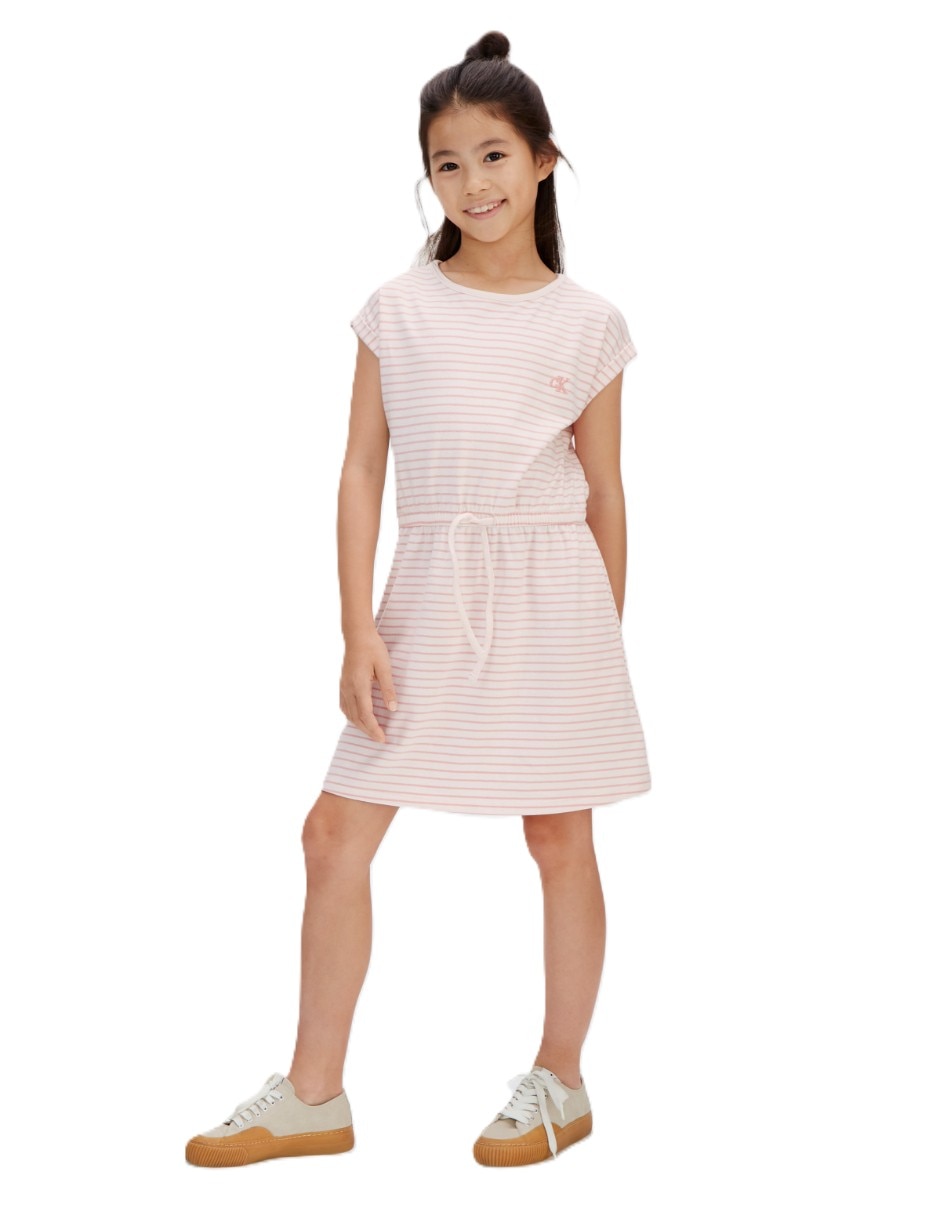 Vestido Calvin Klein vestido Calvin Klein niña rosa con blanco manga sin manga para infantil niña