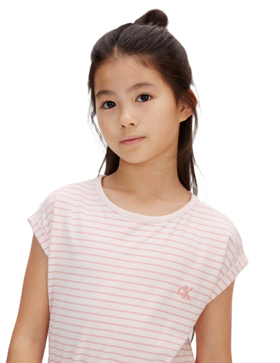 Vestido Calvin Klein vestido Calvin Klein niña rosa con blanco manga sin manga para infantil niña