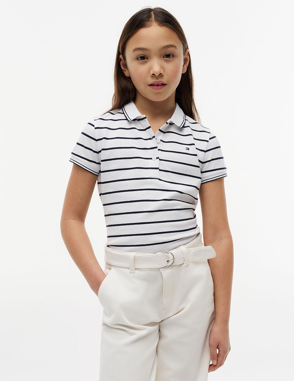 Playera tipo polo de algodón para niña
