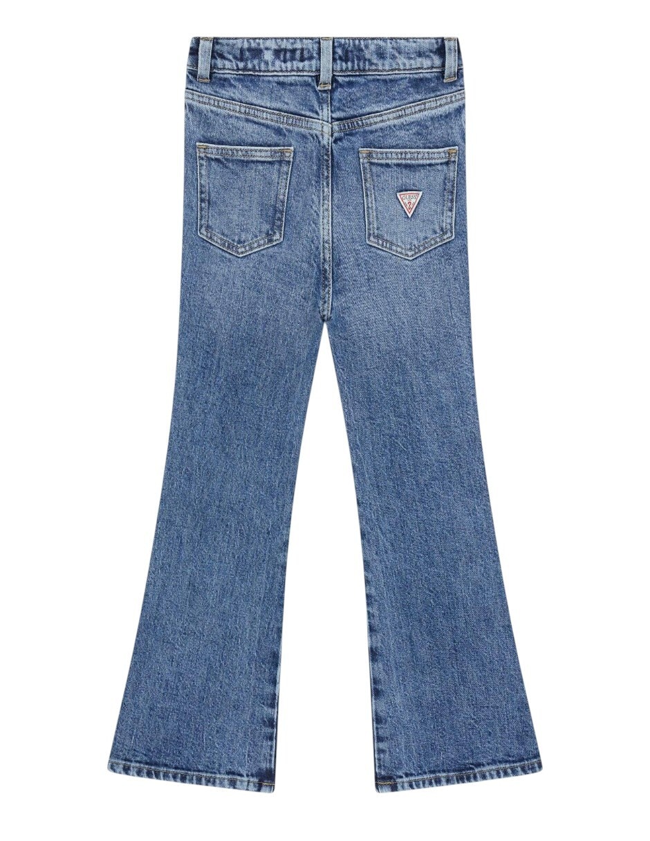 Jeans flare lavado obscuro para niña 4