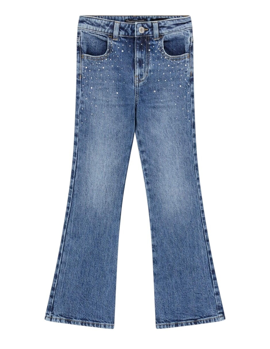 Jeans flare lavado obscuro para niña