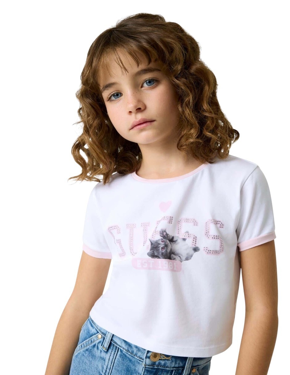 Playera guess manga corta para niña