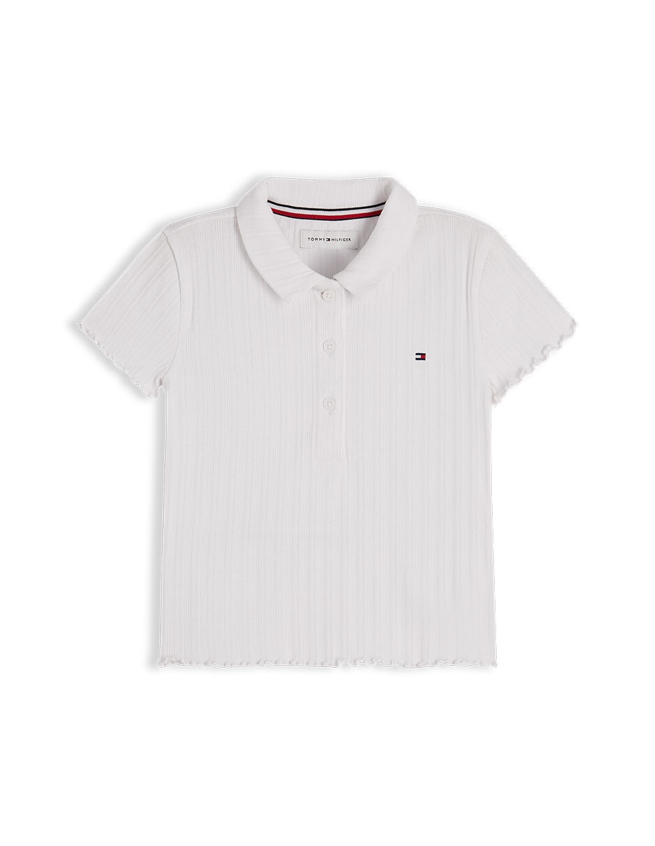 Playera tipo polo de algodón para niña