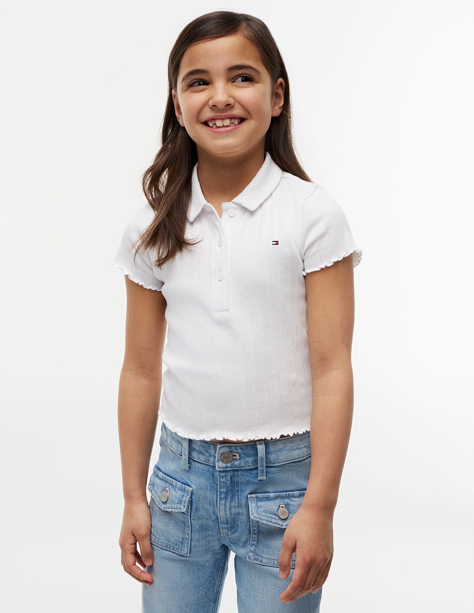 Playera tipo polo de algodón para niña 4