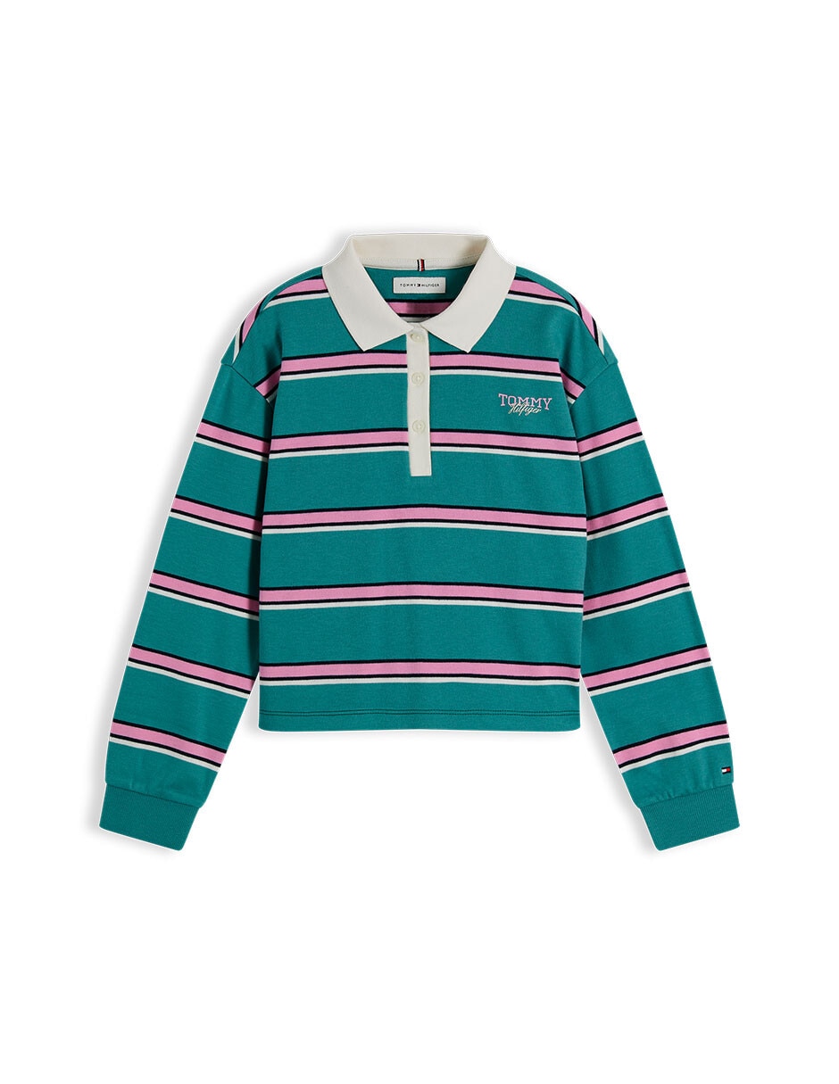 Playera tipo polo de algodón para niña Playera tipo polo de algodón para niña