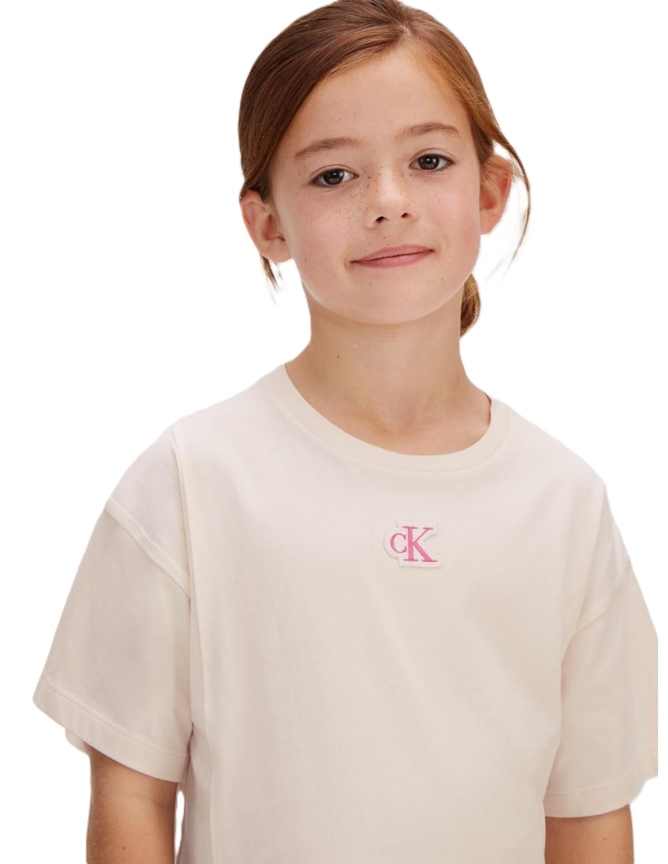 Playera playera boxy ck niña rosa manga corta para niña Playera playera boxy ck niña rosa manga corta para niña