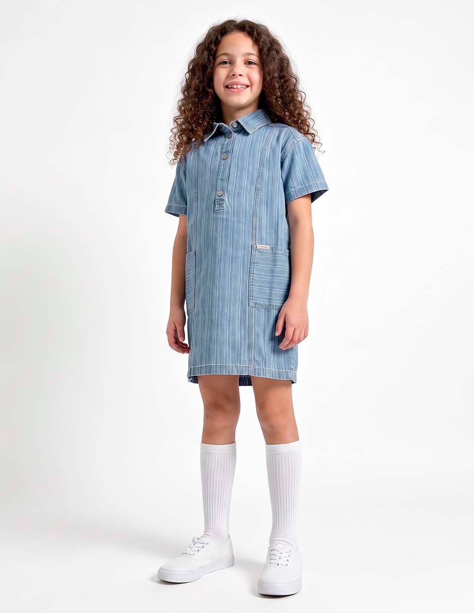 Vestido manga regular para niña 5