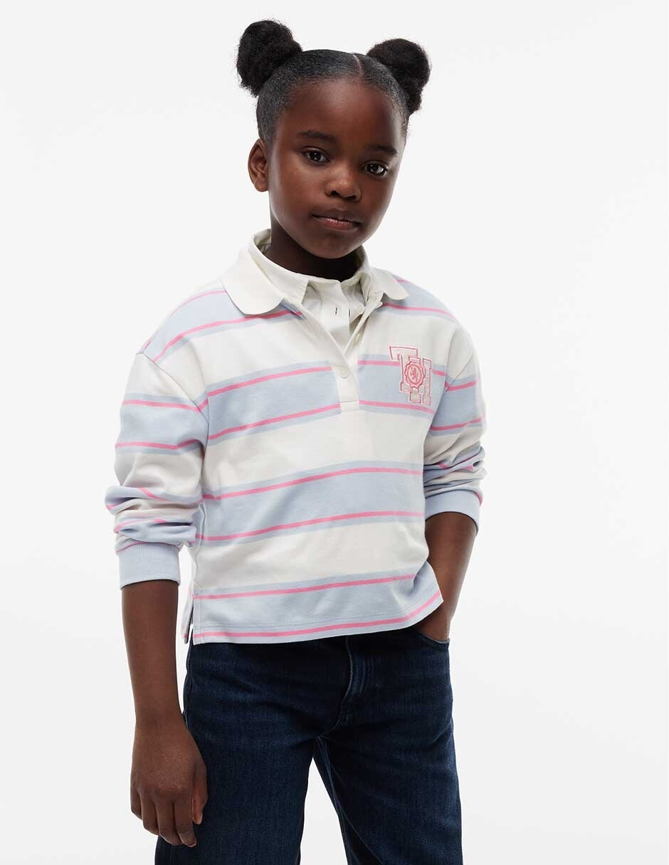 Playera tipo polo de algodón para niña 5