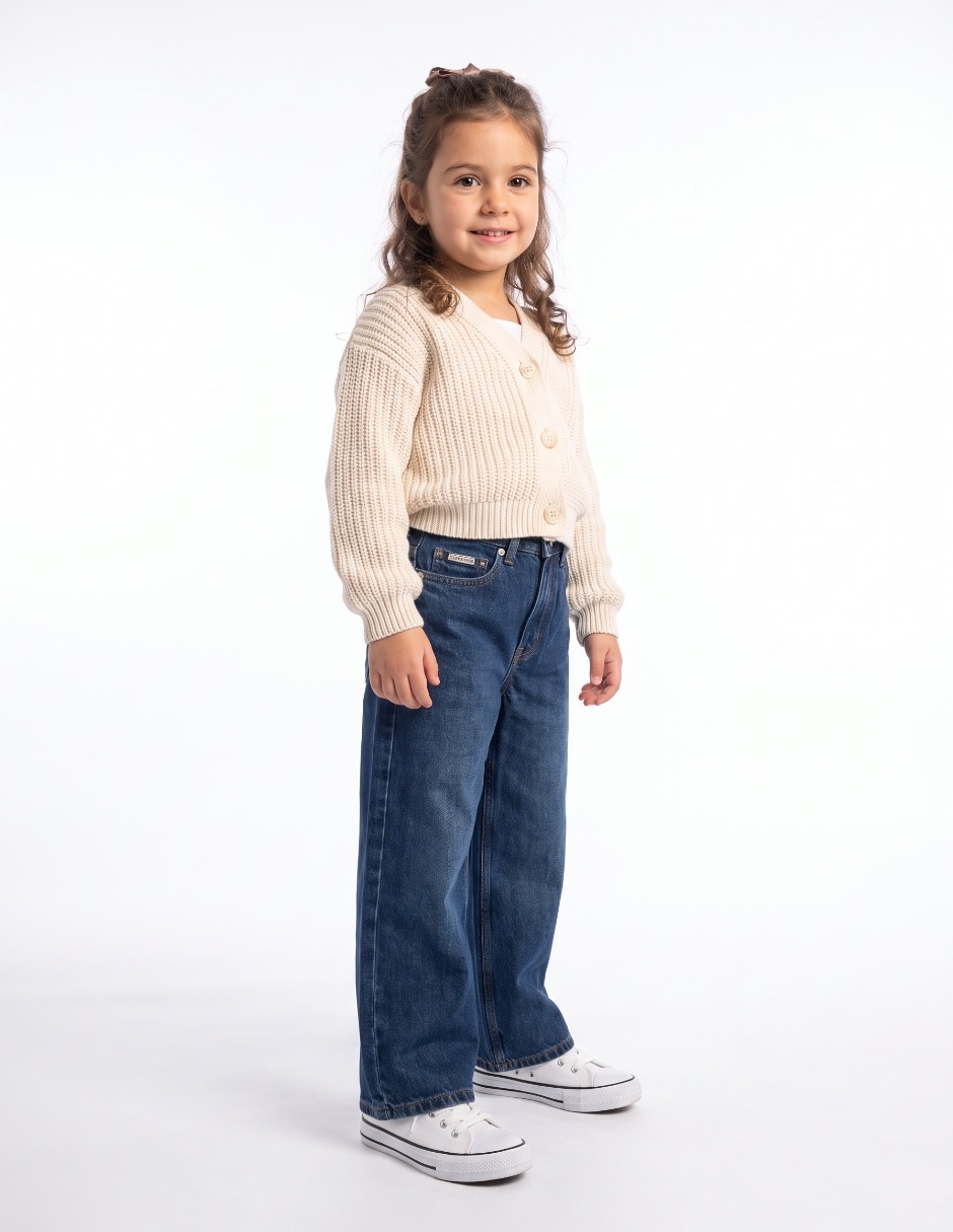 Jeans wide leg lavado denim para niña Jeans wide leg lavado denim para niña