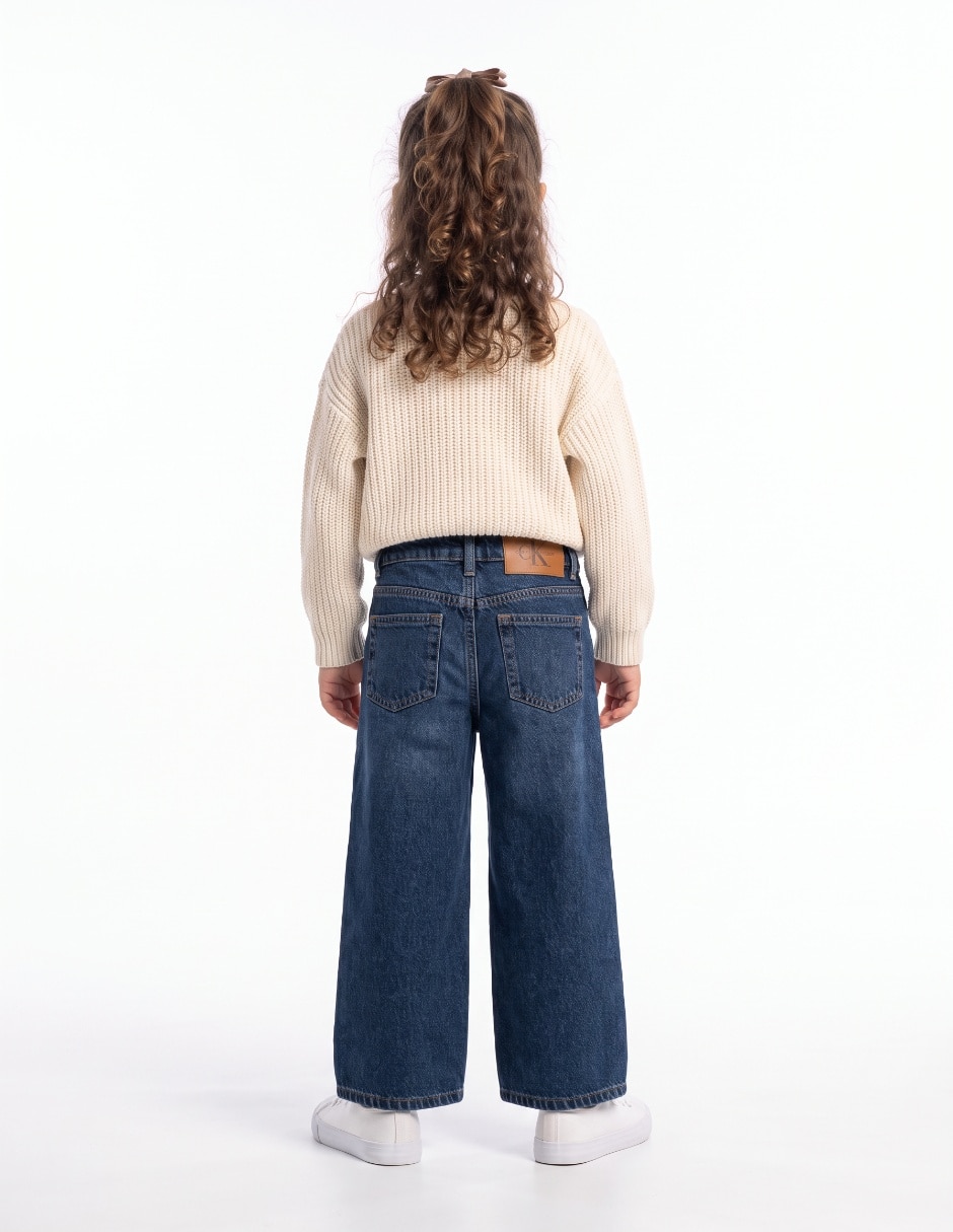 Jeans wide leg lavado denim para niña 2