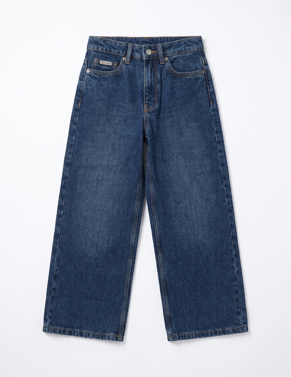 Jeans wide leg lavado denim para niña 3