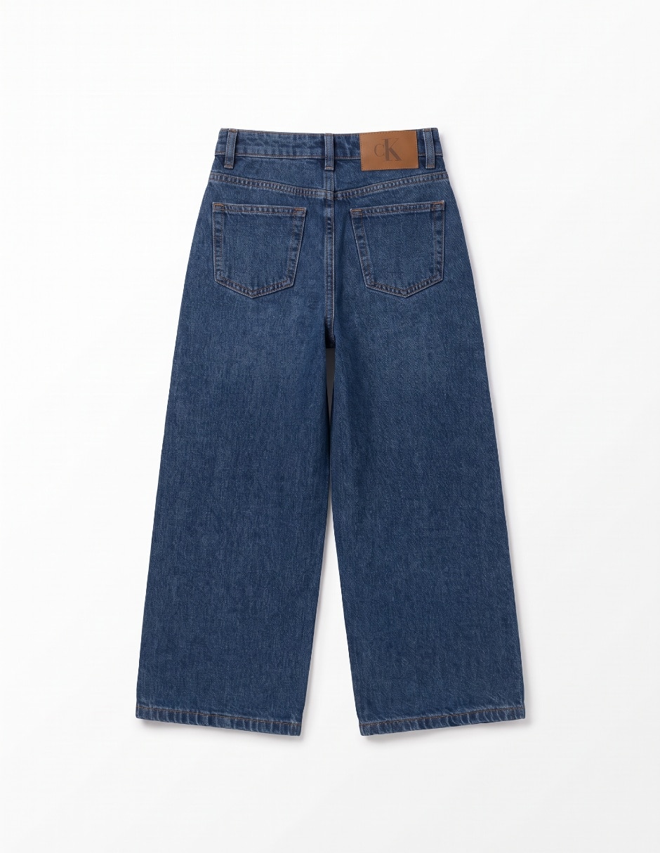 Jeans wide leg lavado denim para niña 4