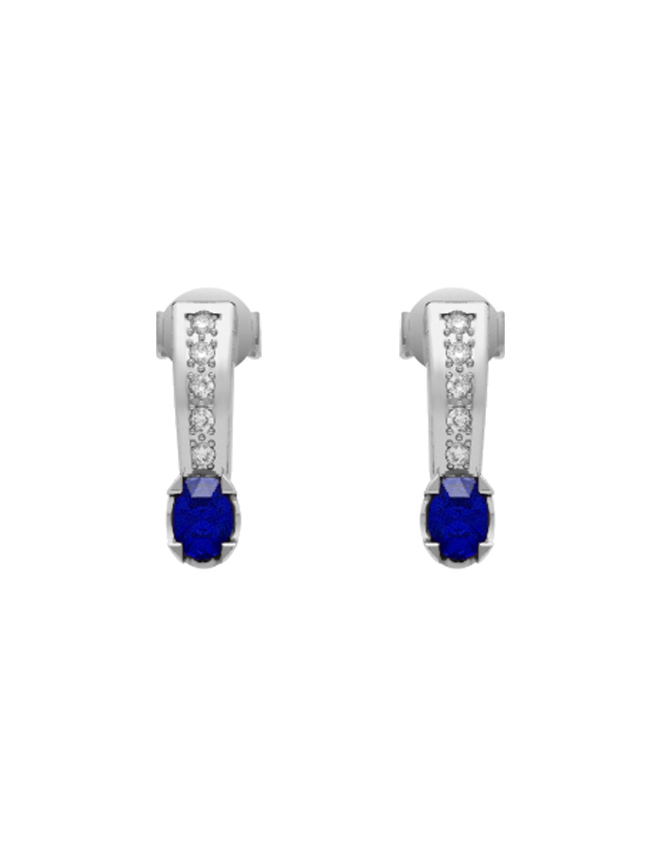 Aretes cortos Brillare de oro 14 K con acabado brillante zafiro y diamante