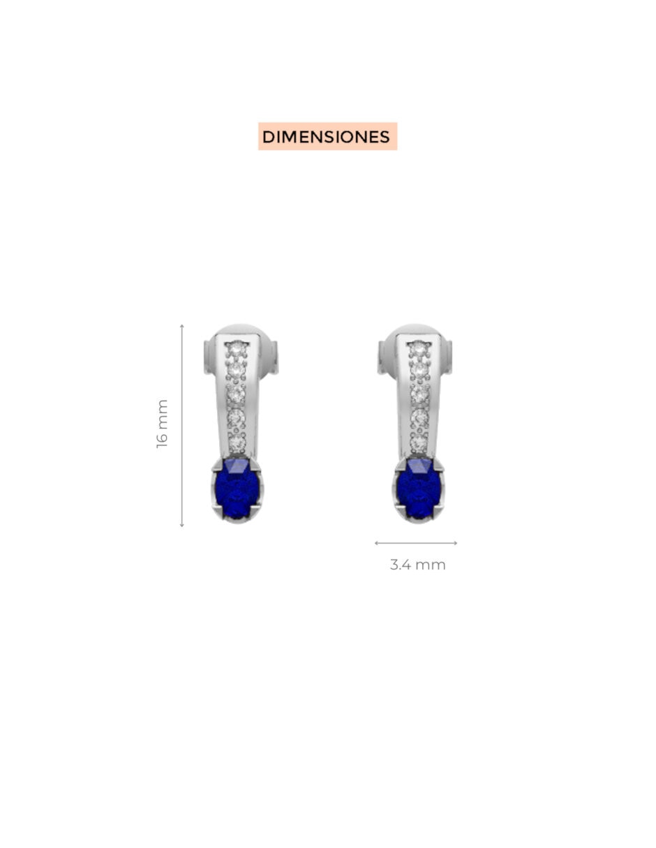 Aretes cortos Fascinare Brillare de oro 14 K con acabado brillante zafiro y diamante