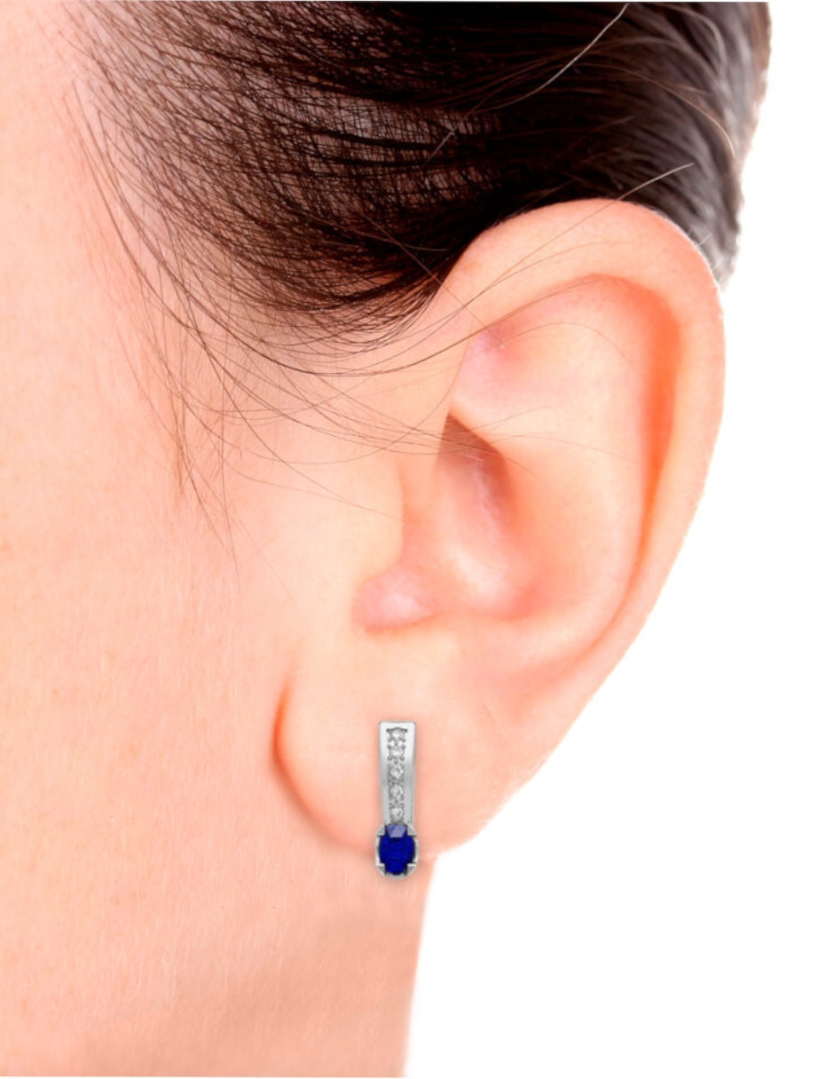 Aretes cortos Fascinare Brillare de oro 14 K con acabado brillante zafiro y diamante