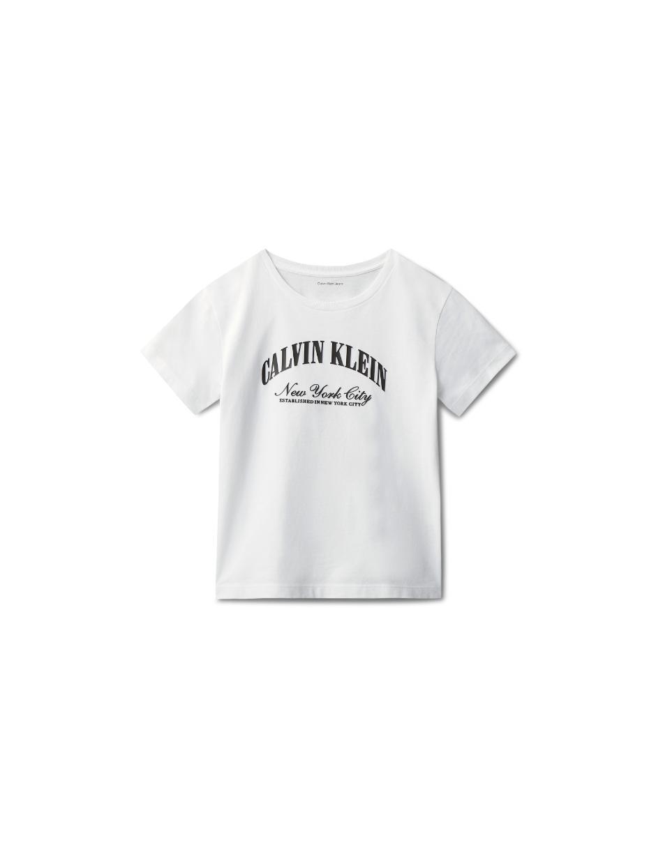 Playera calvin klein playera ck blanca niña manga corta para niña